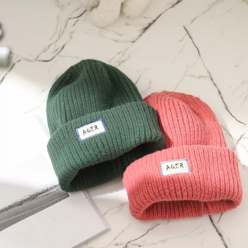 Loose Big Head Knitted Hat Women's Warm Wool Hat Satin Outdoor Autumn and Winter Show Small Face Dome Hat Clothing Accessories