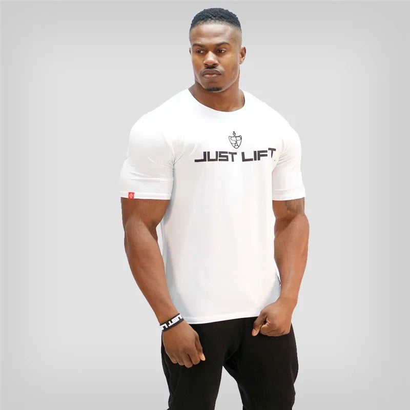 Cotton Men's Sports T-shirt Short Sleeved Running Shirt Training Fitness Round Neck Casual Designer Style High-quality