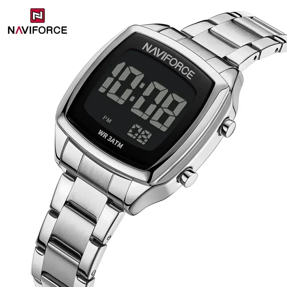 NAVIFORCE NF5047 Women's Digital Display Watches Stainless Steel Women Fashion Digital Clock Casual Ladies Electronic Watch