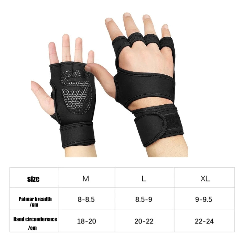 Weight Lifting Gloves with Wrist Support, Gym Workout Gloves Hand Grips for Man Women Fitness Gym Weightlifting 1 Pair