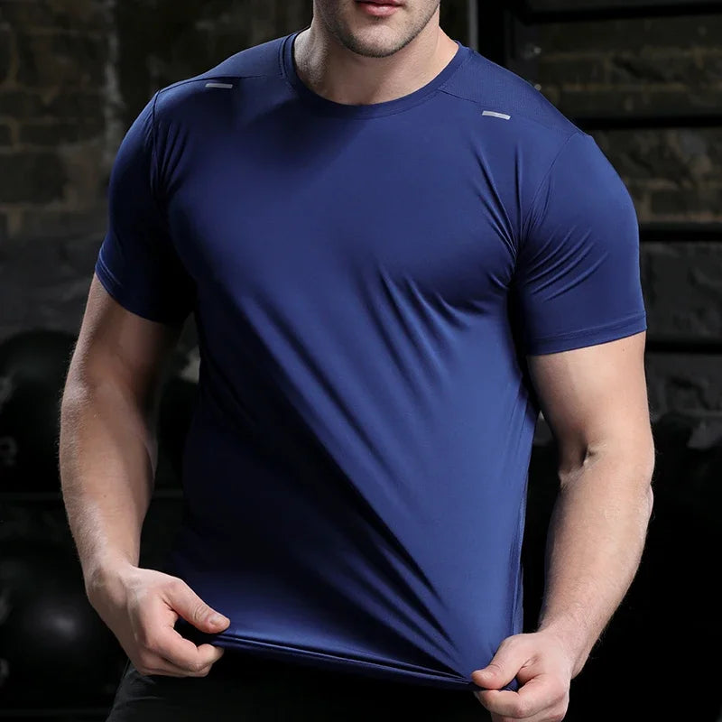 Men's Summer Loose Breathable Short Sleeve Outdoor Cycling Quick Dry Top Running Tracksuits Fitness T-shirts Muscle Tights