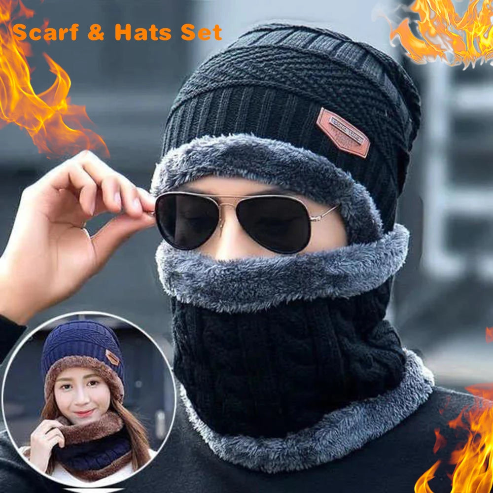 Winter Fleece Schal Mützen Verdicken Plüsch Warme Beanie Wollstrickmützen Männer Frauen Outdoor Radfahren Ski Kälteschutz Halsmaske Hut