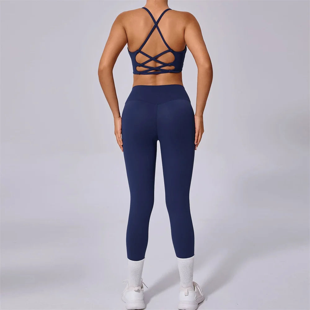 Yoga Set 2PCS Gym Set Workout Clothes for Women Seamless High Waist Leggings Sports Bra Suit Female Sportswear Women Tracksuit