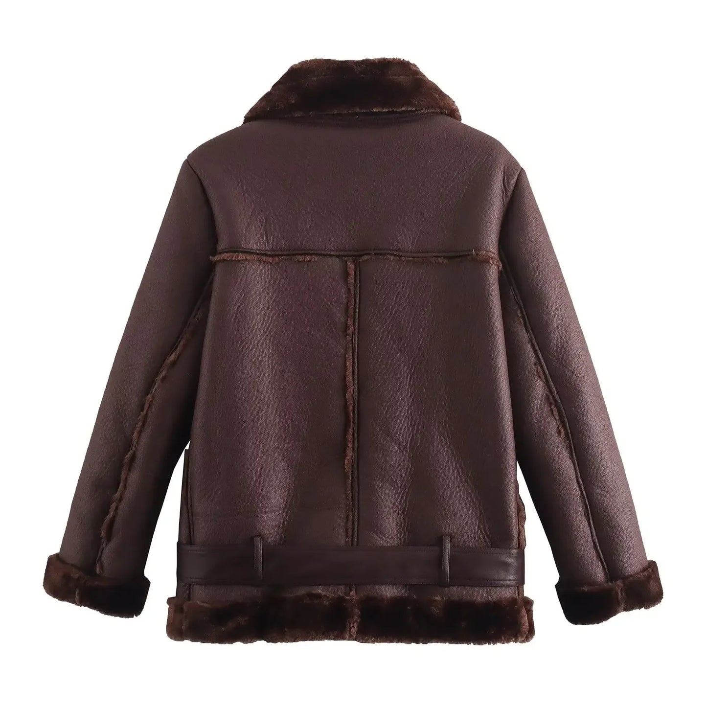 The new women's jacket with extra thick warm and extra thick lamb feather rider jacket with artificial fur