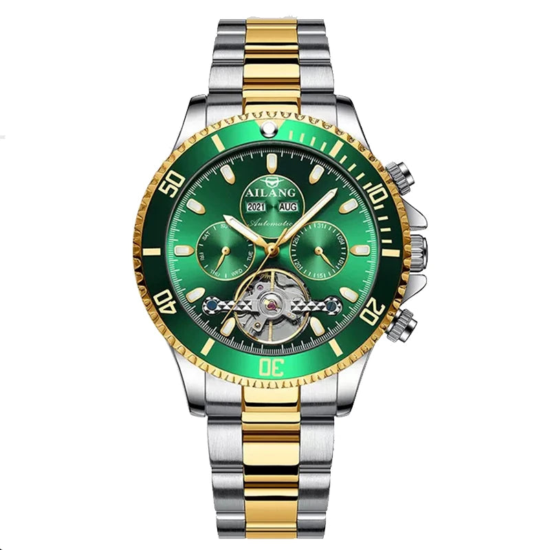 AILANG Tourbillon Mechanical Watch for Men Automatic Skeleton Mens Watches Top Brand Luxury Stainless Steel Strap Reloj Hombre