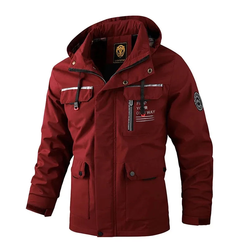 Men's Casual Fashion Hoodie Trend Soft Shell Autumn And Winter Coat Outdoor Sports Warm Windproof Waterproof Fleece Jacket