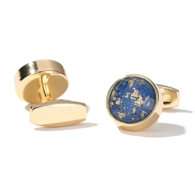 Gold Personalized Round Cufflinks For Men