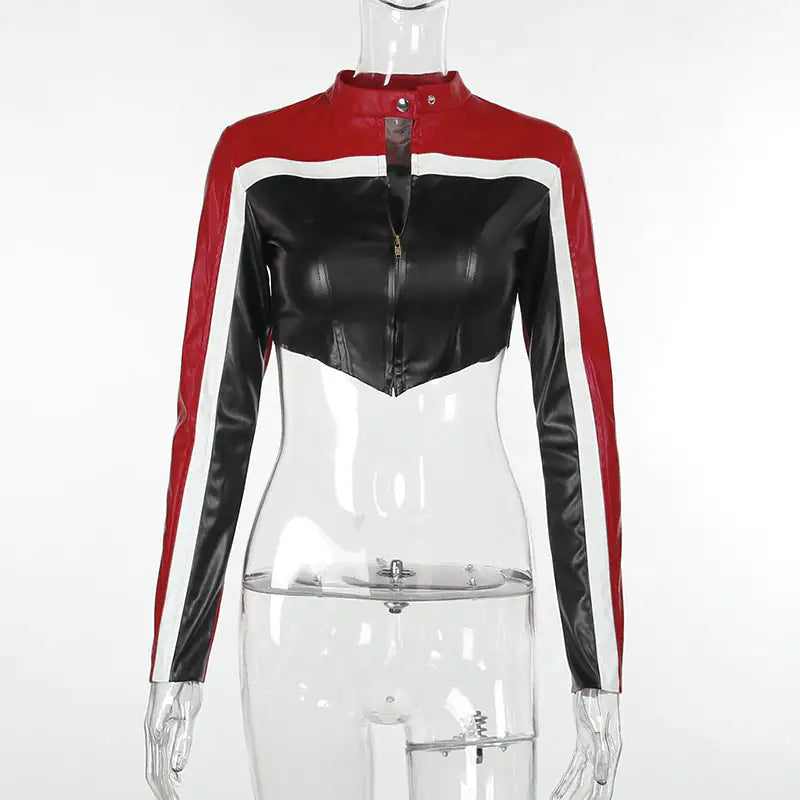 Wild Ride Moto Faux Leather Contrast Cropped Jacket