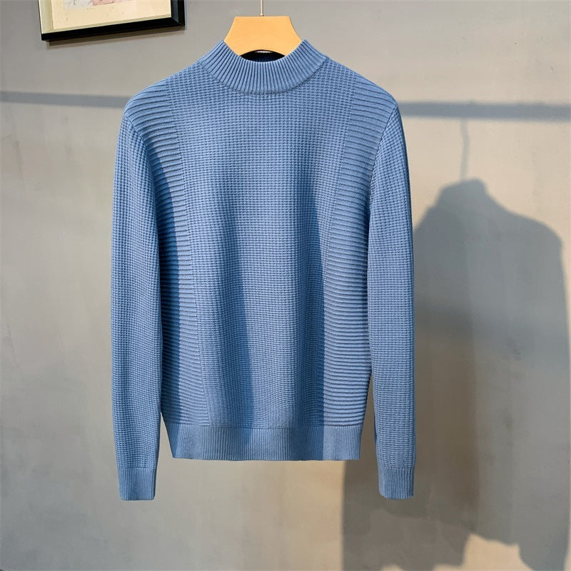 Mock Neck Solid Color Bottoming Shirt Casual Sweater