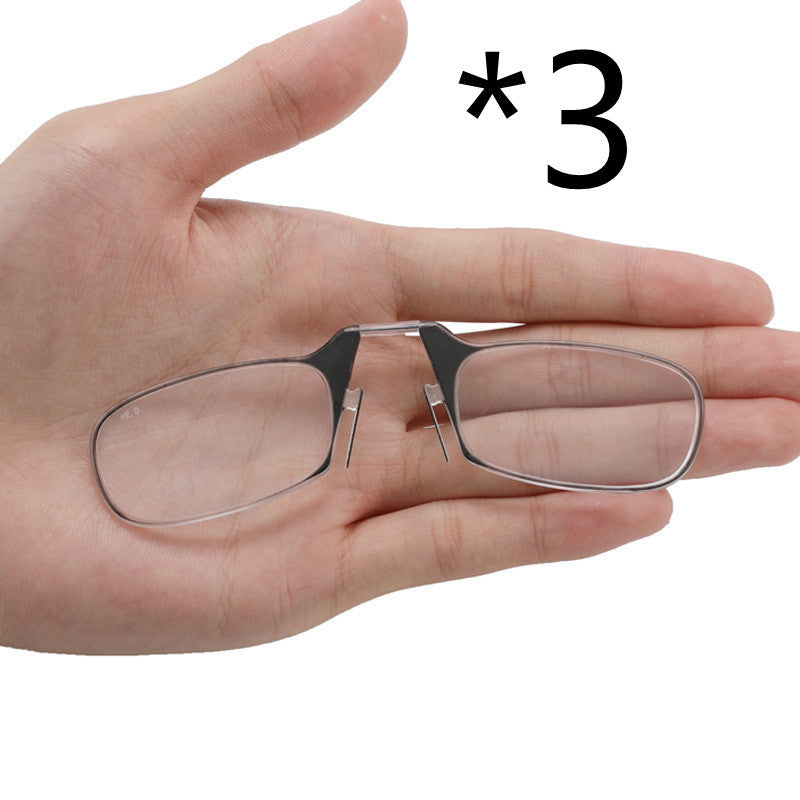 Mini Nose Clip On Portable Reading Glasses Men For Women Rimless Portable Magnifying Presbyopic Glasses Eyewear Ladies