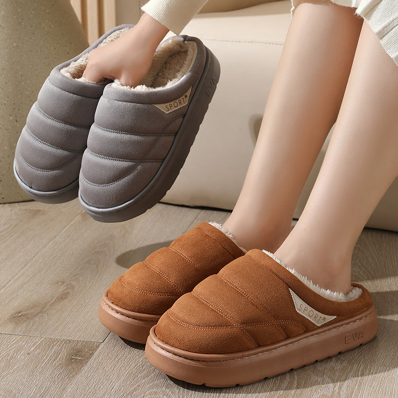 Fashion Solid Plüsch Slipper Winter Warm Indoor Boden Schlafzimmer Home Hausschuhe für Paar Dicken Sohlen Hausschuhe Frauen Männer