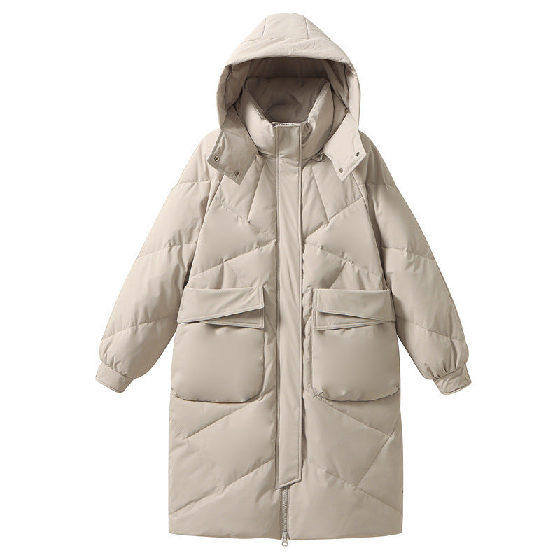 White Duck Down High-end Warm Women's Slimming Pinghu Coat