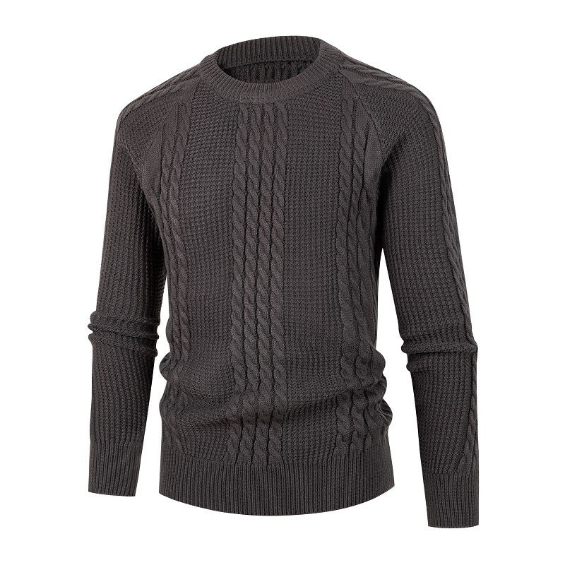 Men's Solid Color Fried Dough Twist Knitwear Pullover Fashion