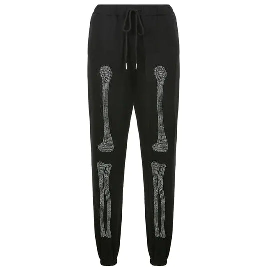 Bone Rhinestone Women Sweatpants and Jacket