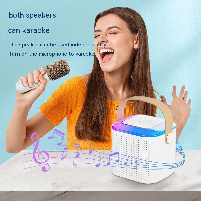 Mikrofon Karaoke Maschine Bluetooth-kompatibel Lautsprecher Mit 2 Wireless Mic RGB Licht Hause Familie Singen Lautsprecher