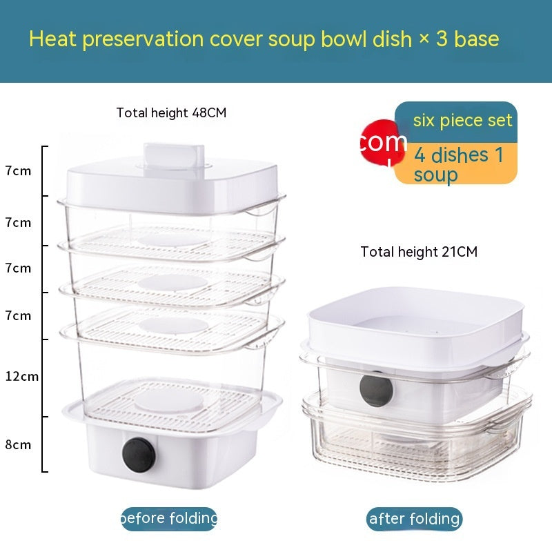 Multi-layer Dish Cover Heat Preservation Kitchen Cover Dining Table Leftover Storage Box Transparent Stack Cooking Hood Steamer