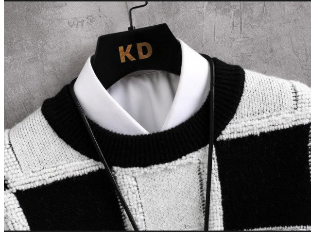 Men's Fashionable Slim-fit Knitted Long-sleeved Round Neck Sweater