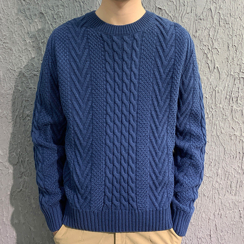 Men's Knitting Thick Yarn Fried Dough Twists Sweater