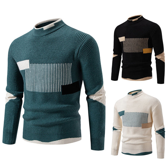 Men's Fashion Trend Multicolor Woven Cotton Velvet Sweater