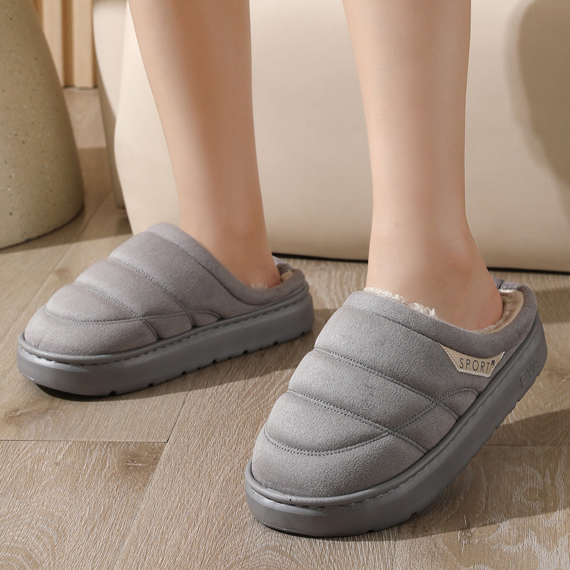 Fashion Solid Plüsch Slipper Winter Warm Indoor Boden Schlafzimmer Home Hausschuhe für Paar Dicken Sohlen Hausschuhe Frauen Männer