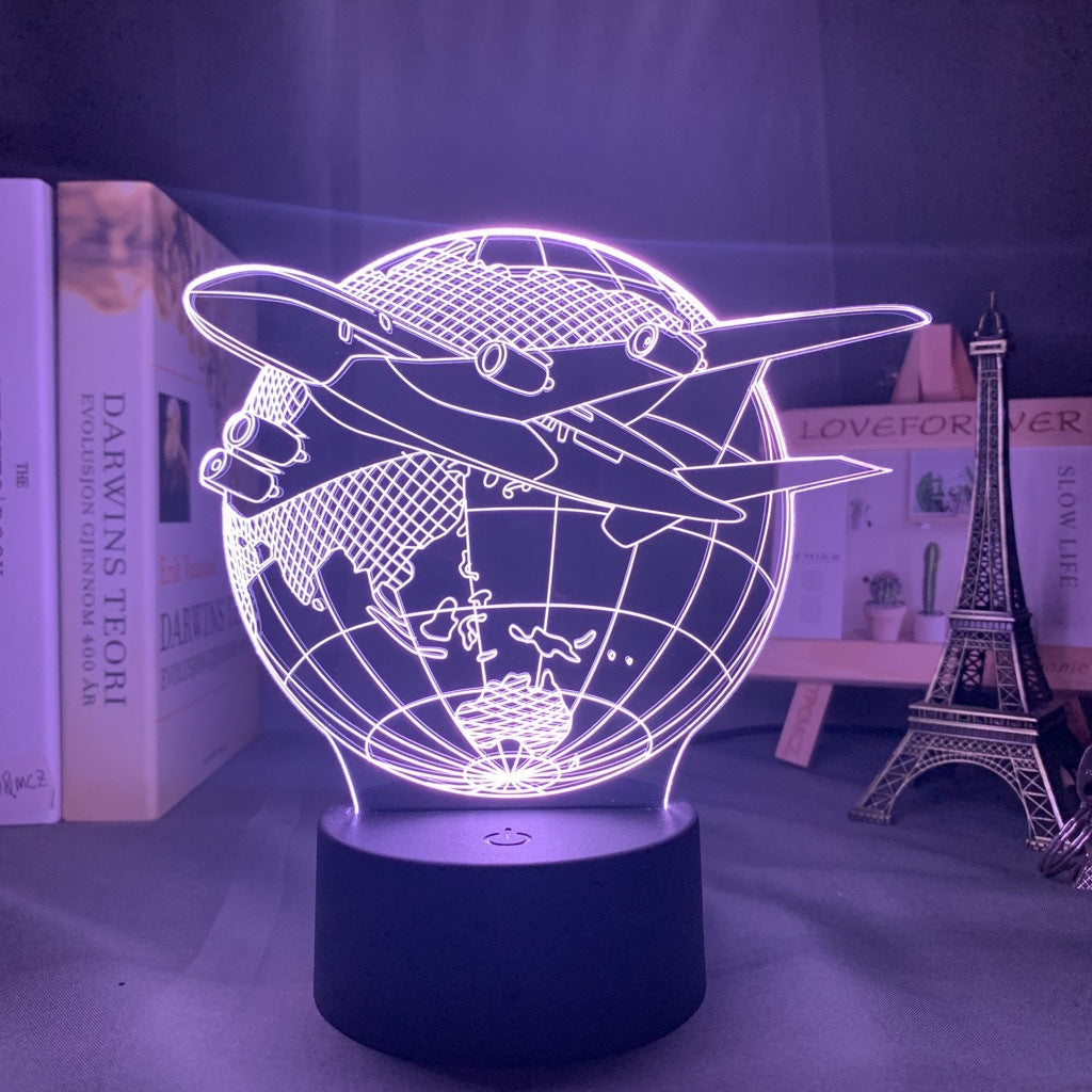 Benutzerdefinierte 3D-Lampe Flugzeug Hologramm Baby Nachtlicht Cooles Namensanpassung Nachtlicht für Kinderzimmer Dekor 3D LED Nachtlicht