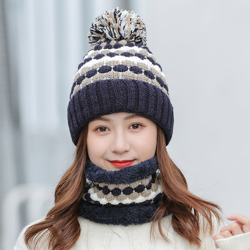 Women's Fashion Warm Scarf Hat Two-Piece Set