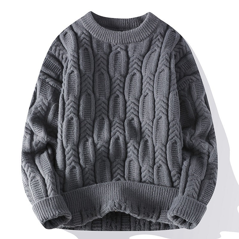 Men's Long-sleeved Round Neck Pullover Thick Needle Sweater