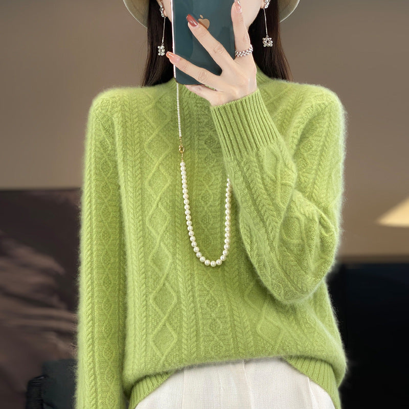 Autumn And Winter Thickening Half Turtleneck Cable-knit Sweater Sweater