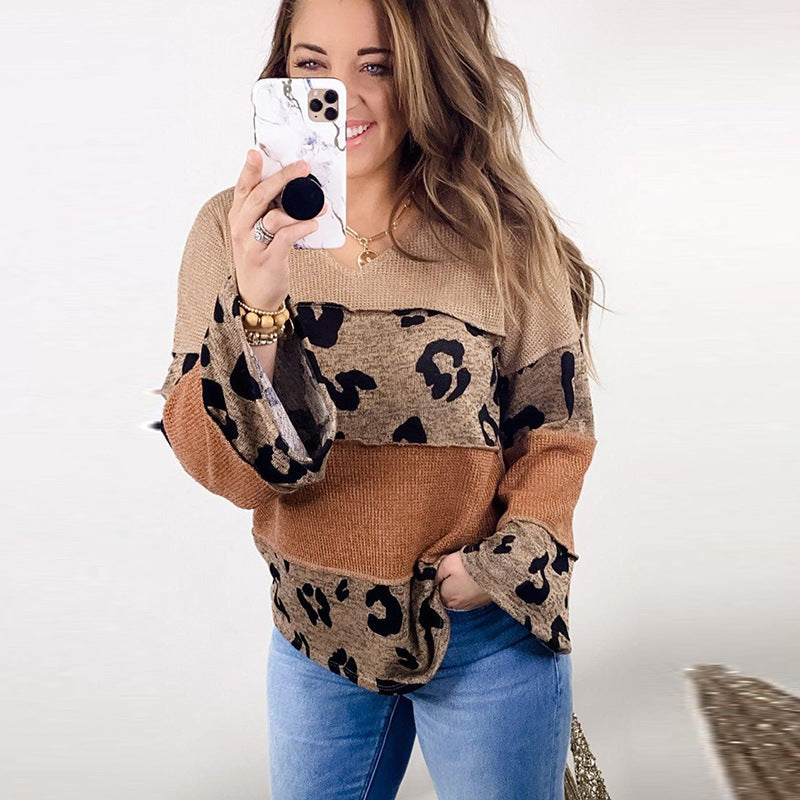 Leopard Print Langarm Pullover Für Frauen Europäischen Und Amerikanischen