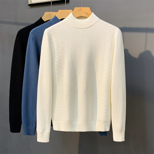 Mock Neck Solid Color Bottoming Shirt Casual Sweater