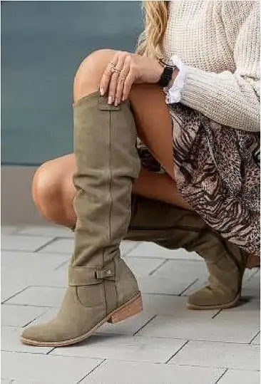 Hohe Stiefel aus Wildleder für Damen mit Reißverschluss