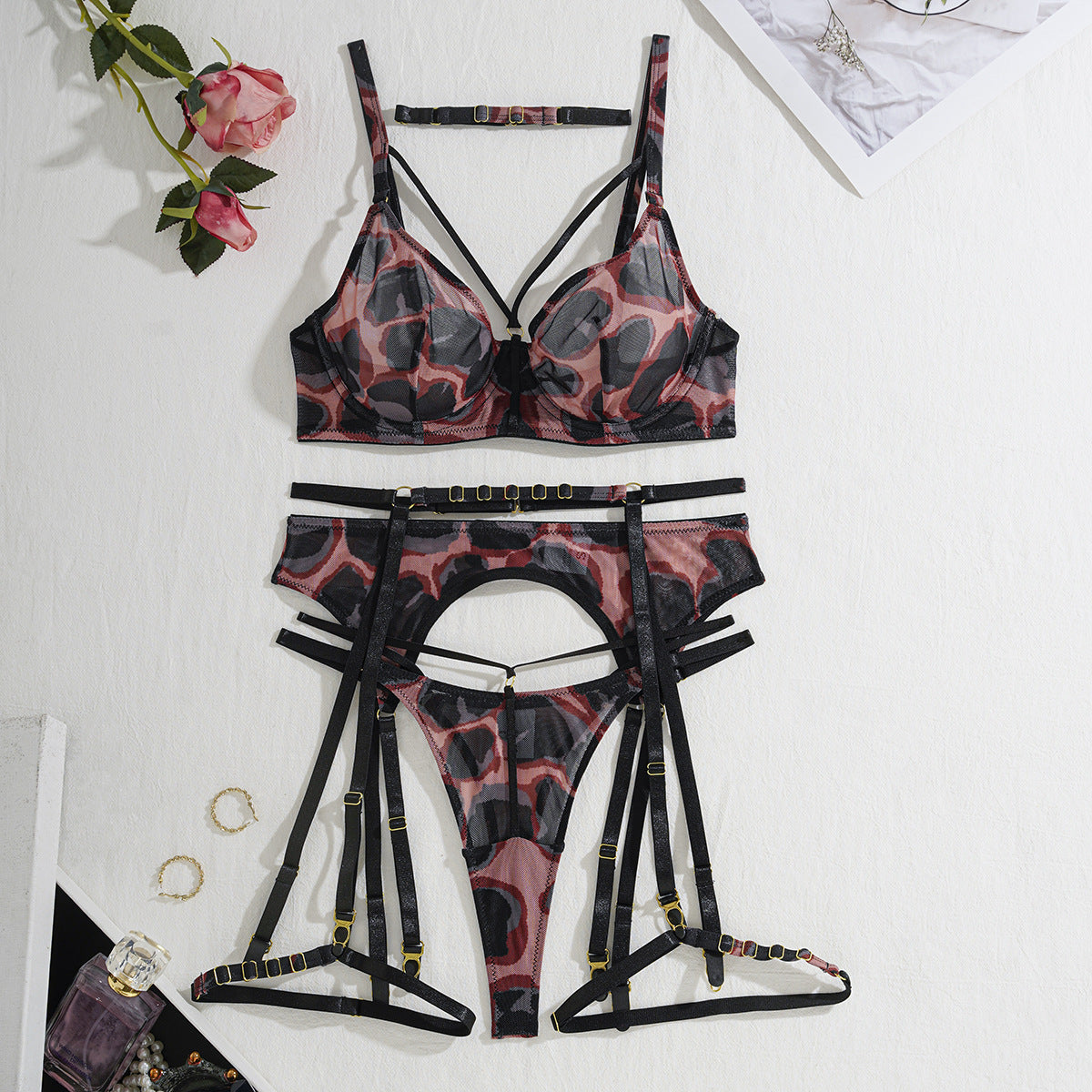 Bra Leopard Print Underwear Six-piece Set