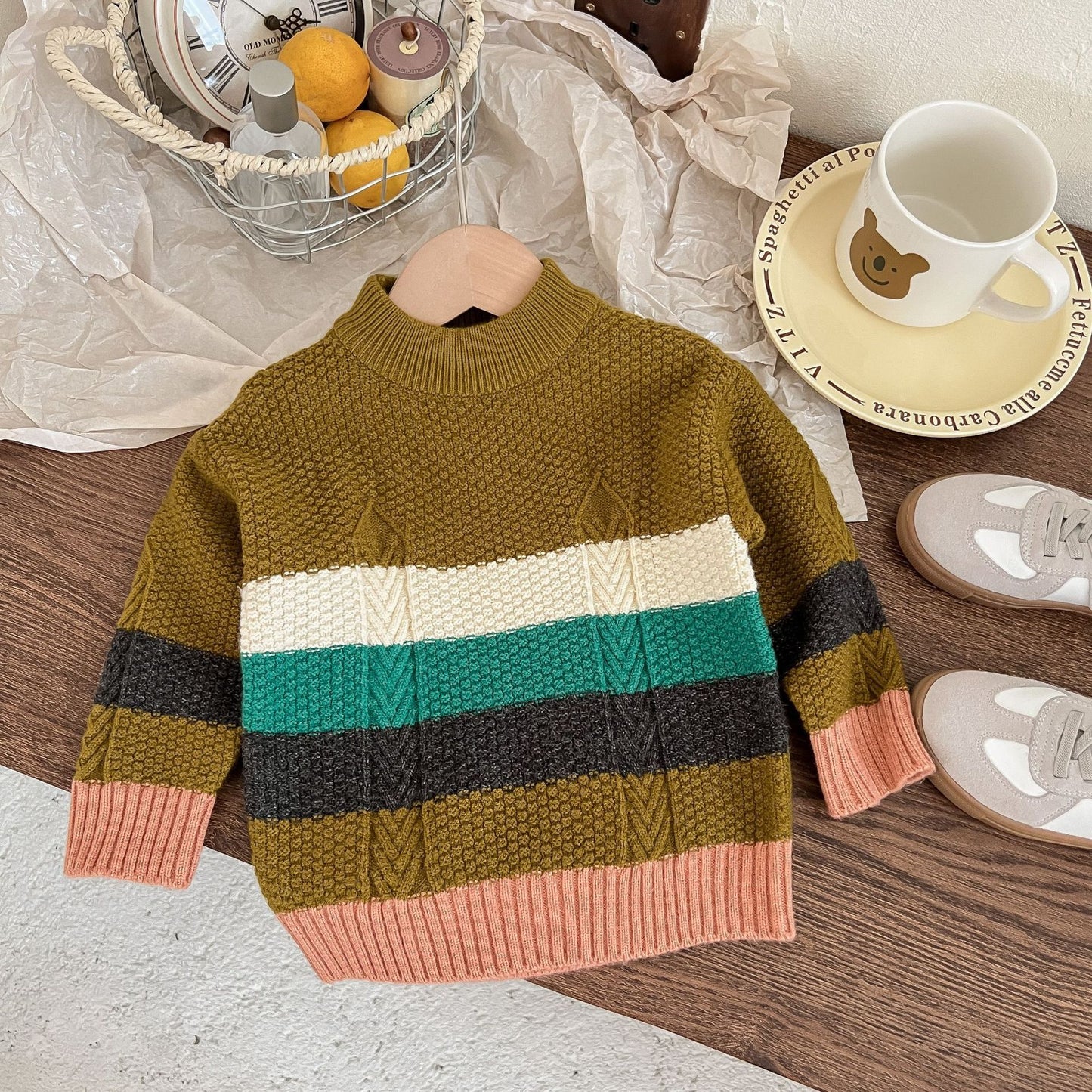 Pullover Strickjacke Baby Rundhals Mantel