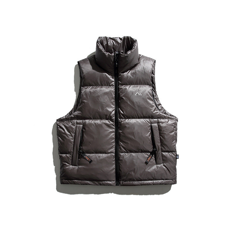 Glossy Stand Collar Printing Down Vest Men's Thickened