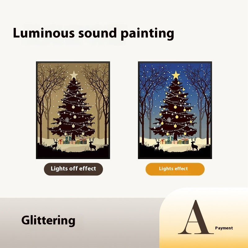 2024 neue Leucht Lautsprecher Weihnachten Baum Malerei Bluetooth Lautsprecher Desktop Ornament Geschenk Licht Und Schatten Kunst Beleuchtung