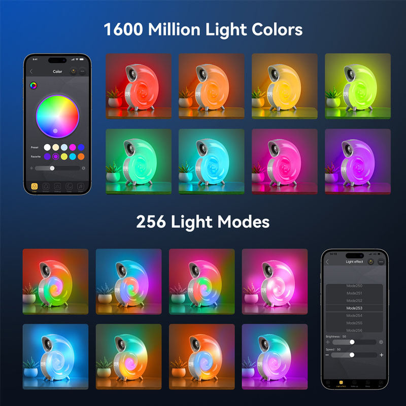 Conch Smart RGB Atmosphäre Licht Bluetooth Lautsprecher Wecker Wecklampe Weißes Rauschen Maschine Für Schlafendes Baby APP Steuerung