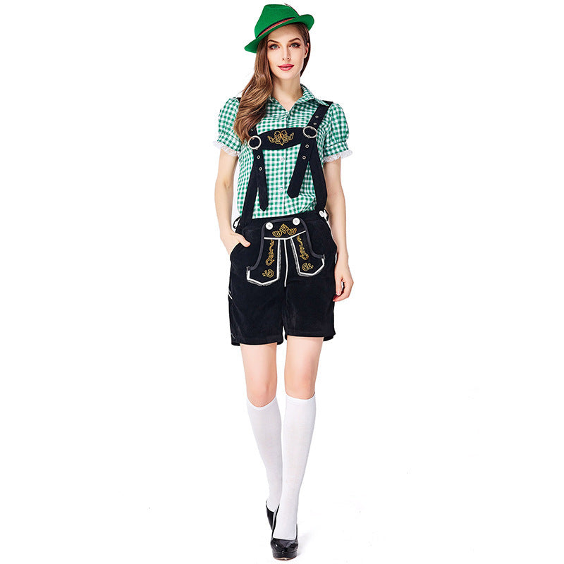 German Traditional Beer Festival Clothing Plaid Overalls Suit Women