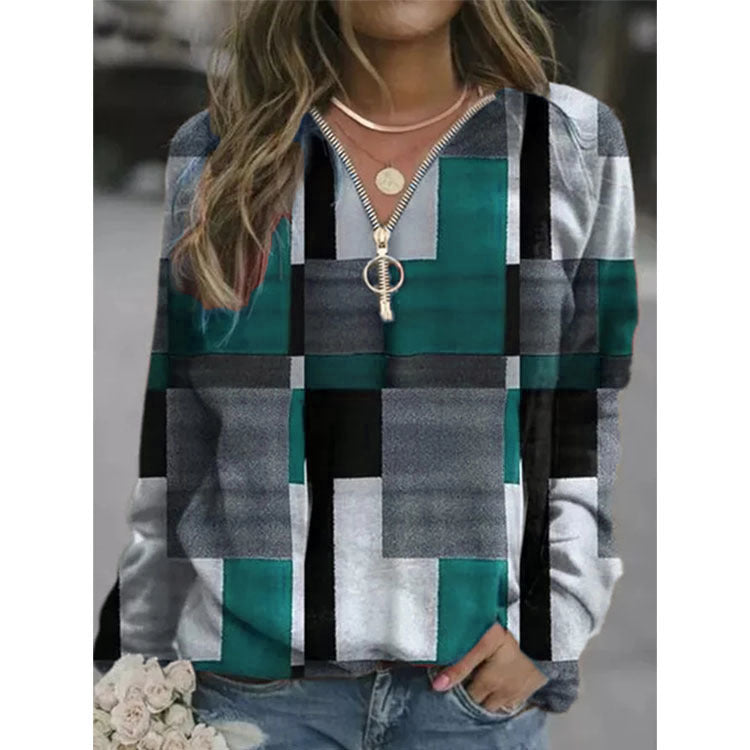 Women's Tops Checkered Sweaters Fleece Jackets