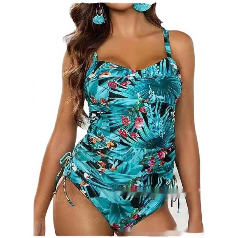 Plus Size Hot Spring Printed Split Two-piece Suit Bikini