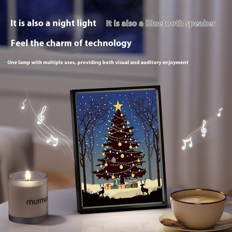 2024 neue Leucht Lautsprecher Weihnachten Baum Malerei Bluetooth Lautsprecher Desktop Ornament Geschenk Licht Und Schatten Kunst Beleuchtung