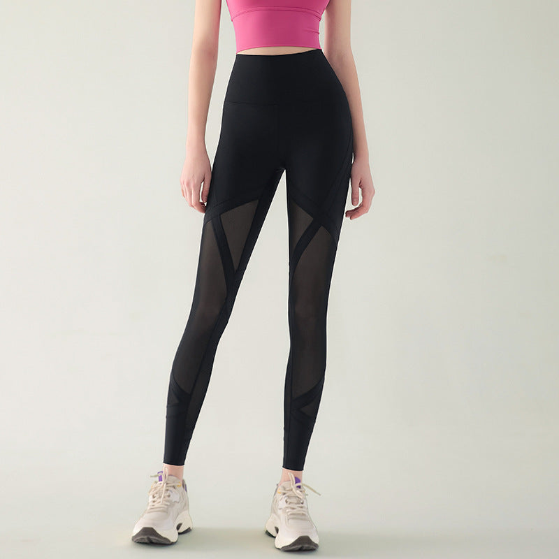 Sexy Mesh Yoga Pants High Waist Hip Lift Skinny Slimming