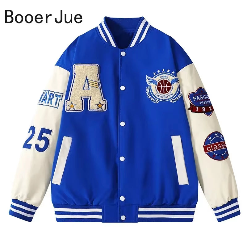 Varsity Baseball Bomber Jacket Men Hip Hop Harajuku Bone Letter Patchwork Leather Jackets Streetwear Women Unisex College Coats