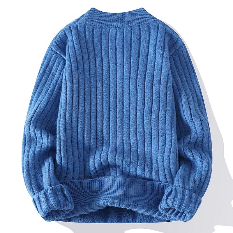 Men's Fashion Casual Solid Color Twisted Sweater