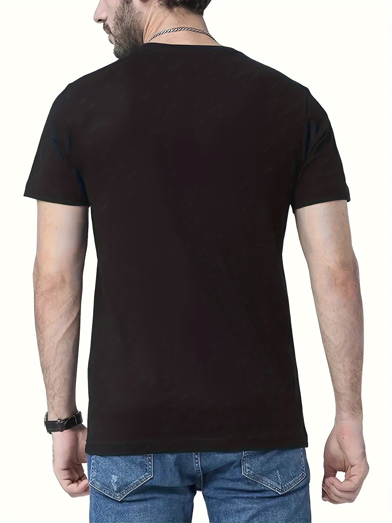 Fun Men's Short Sleeved Printed T-shirt Series Black Men's Summer Clothing