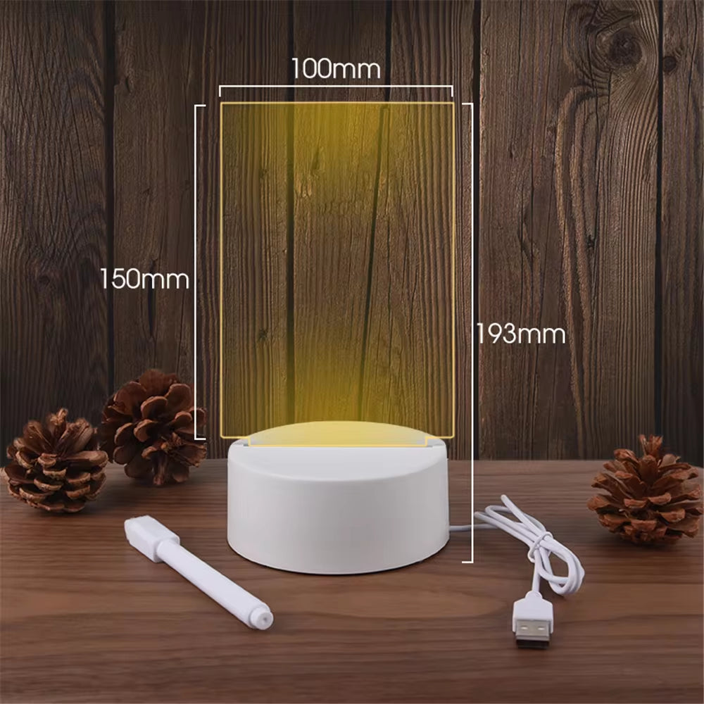 LED Night Light Note Board Message Board with Pen USB Power Decor Night Lamp Gift for Children Girlfriend Decorative Night Lamp