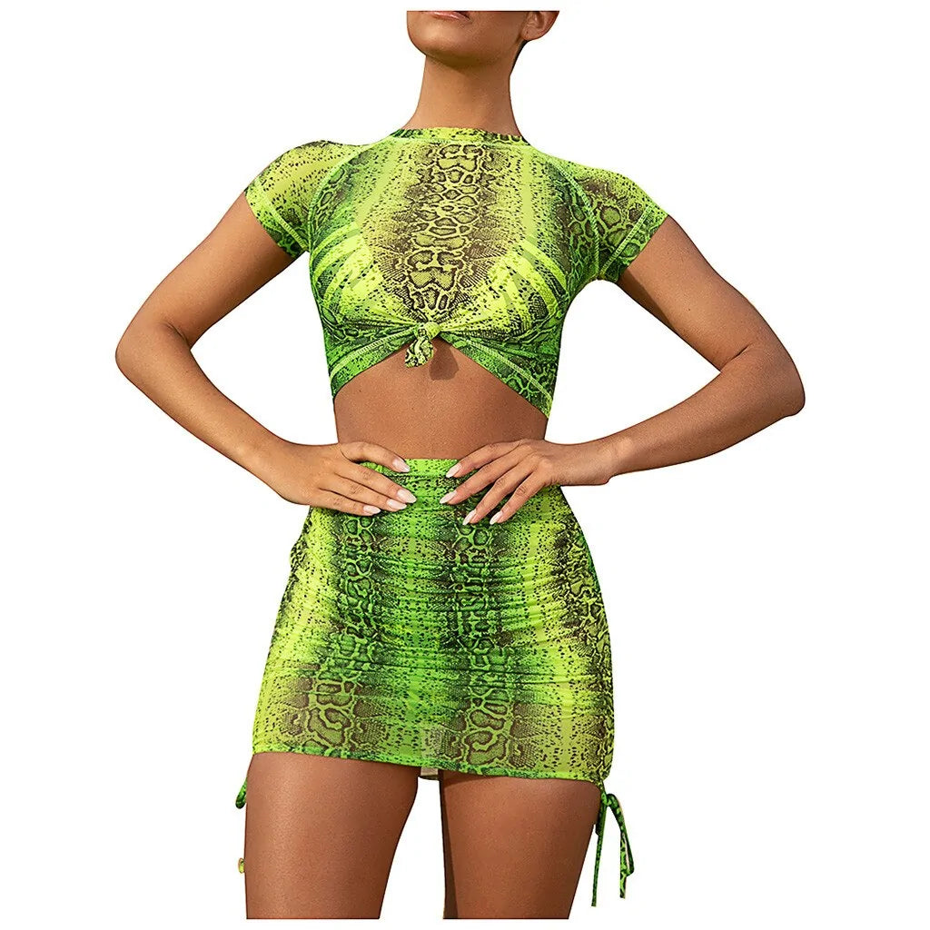 Women Sexy Snake Print 2-Piece Set