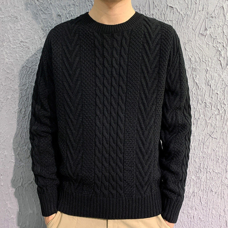 Men's Knitting Thick Yarn Fried Dough Twists Sweater