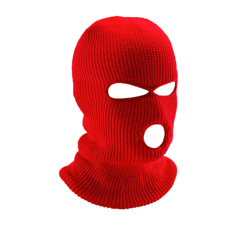 Motorcycle Windproof Full Face Knit Hats Custom Skimask Men Warm Wool Balaclava Embroidery Winter Hats Knitted 3 Holes Ski Mask