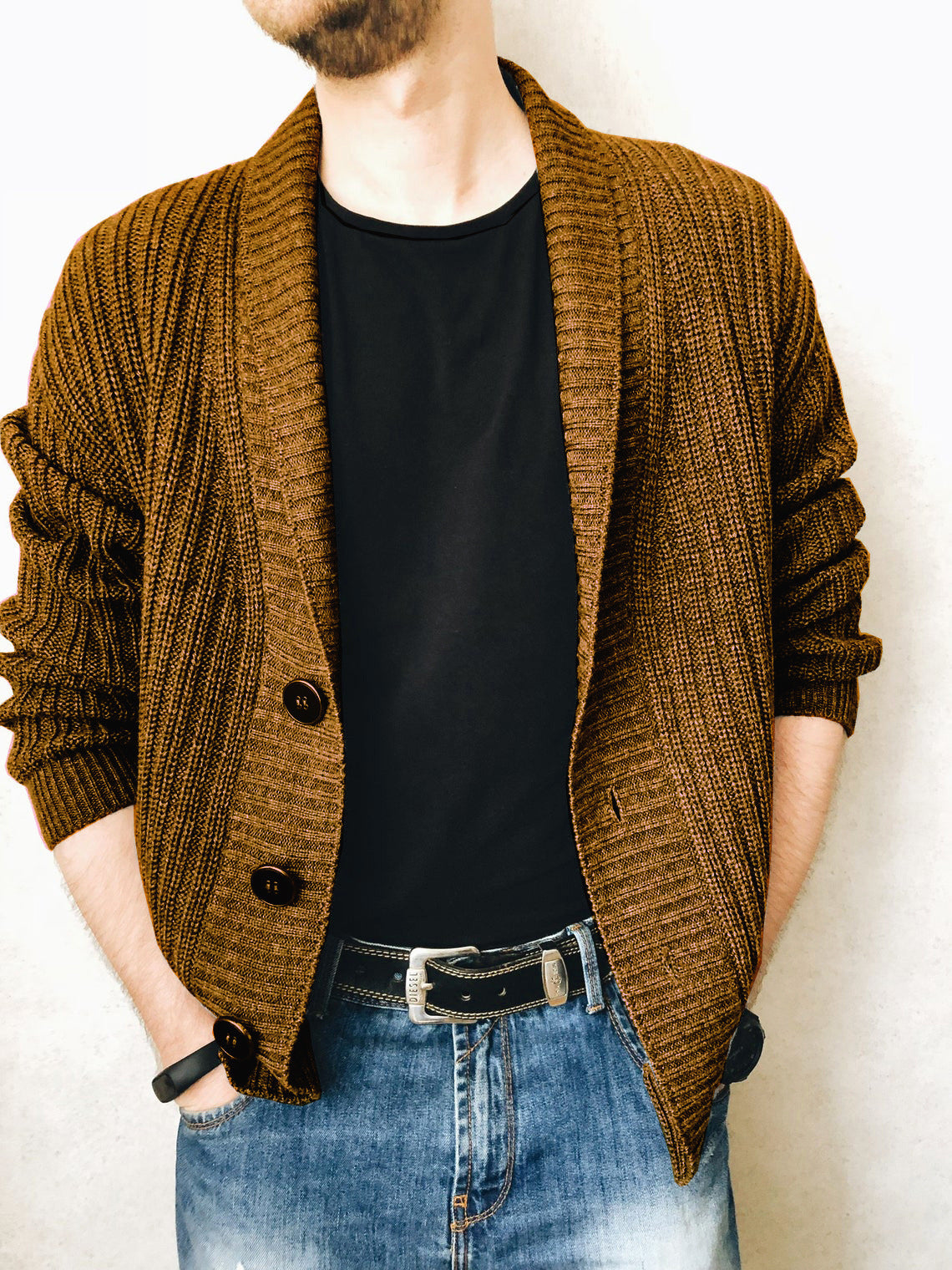 Men's Cardigan Sweater Long Sleeve Urban V-neck Men's Knitwear