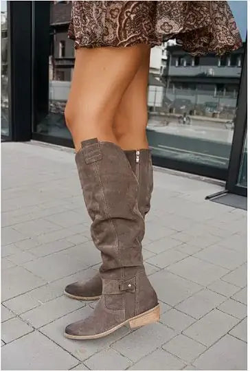 Hohe Stiefel aus Wildleder für Damen mit Reißverschluss